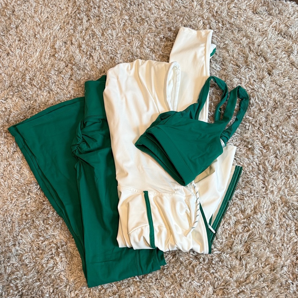 Green and White Activewear Set